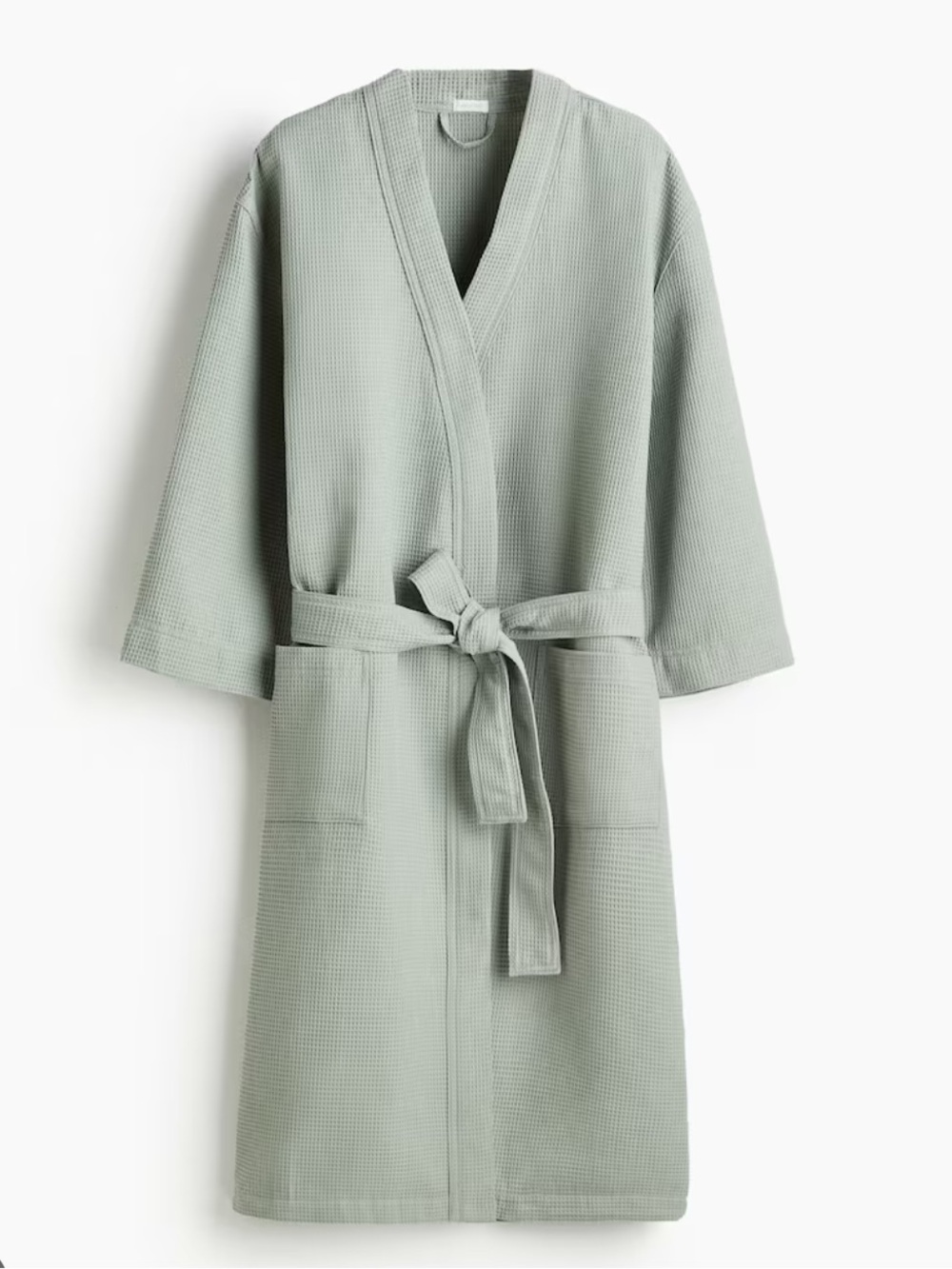 H&M Home Sage Green Waffle Weave Spa Style Lounge Robe Size S/M